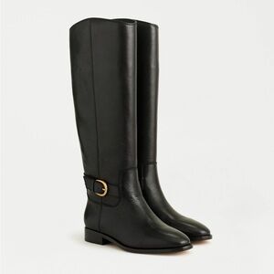 J. Crew Black Leather Over the Knee Boots